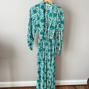 Natalie Martin Long Teal Wrap Dress with detachable belt sash - Size Large